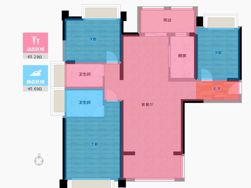 四川省-成都市-金沙宸宇公馆-98.66-户型库-动静分区