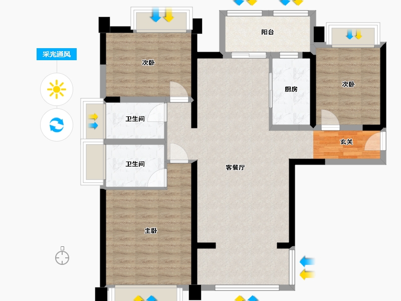 四川省-成都市-金沙宸宇公馆-98.66-户型库-采光通风