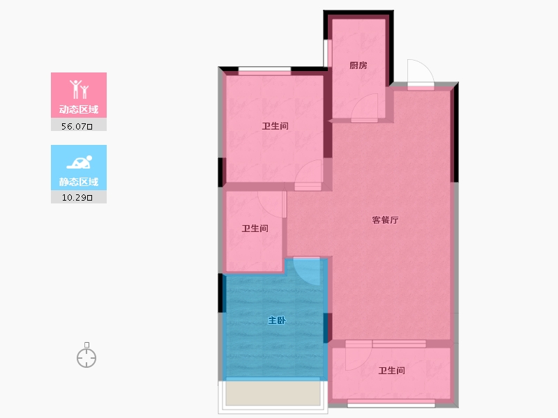 辽宁省-沈阳市-河御雅苑-58.70-户型库-动静分区