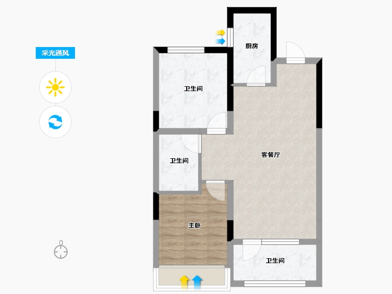 辽宁省-沈阳市-河御雅苑-58.70-户型库-采光通风