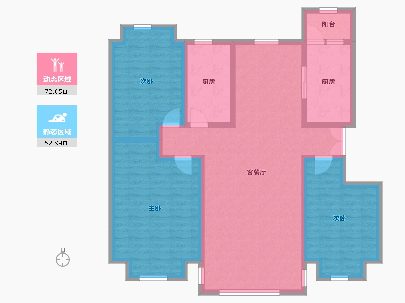 内蒙古自治区-鄂尔多斯市-华城小区-112.01-户型库-动静分区