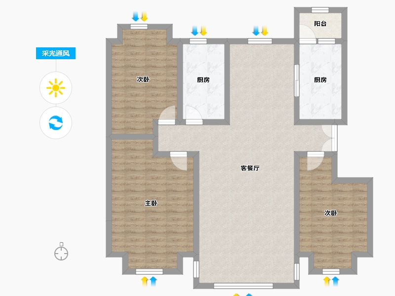 内蒙古自治区-鄂尔多斯市-华城小区-112.01-户型库-采光通风