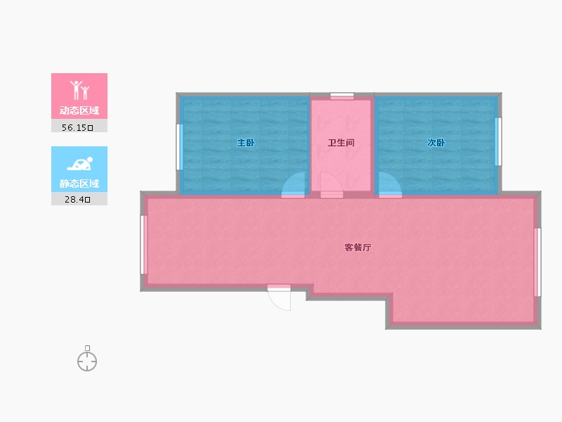 内蒙古自治区-呼伦贝尔市-学府雅轩-76.71-户型库-动静分区