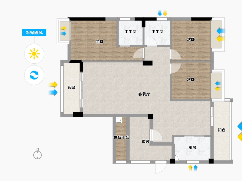 福建省-南平市-梦笔明珠-106.64-户型库-采光通风