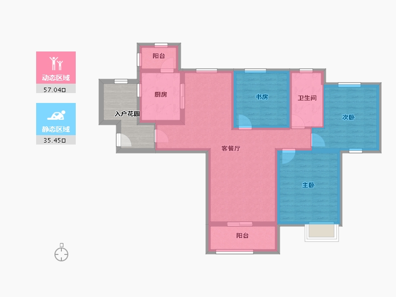 江苏省-苏州市-世茂蝶湖湾-88.00-户型库-动静分区