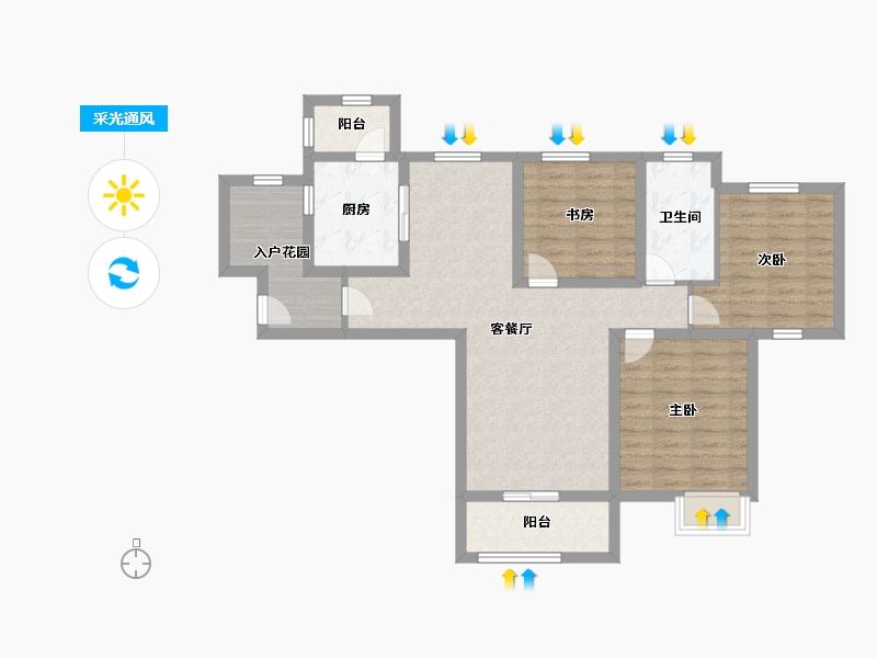 江苏省-苏州市-世茂蝶湖湾-88.00-户型库-采光通风