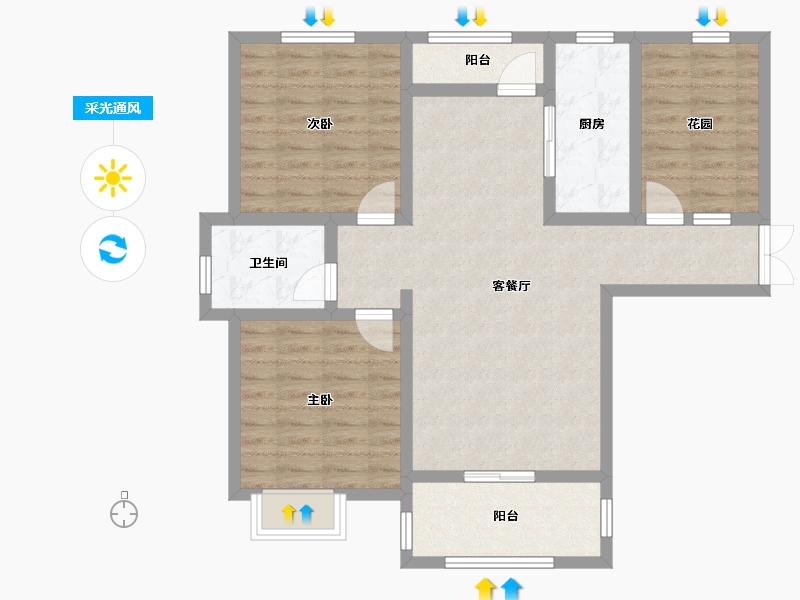 江苏省-盐城市-明星港湾-87.60-户型库-采光通风