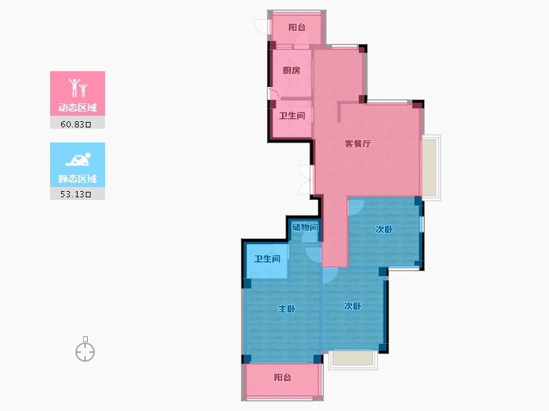 浙江省-温州市-堡一广场-102.58-户型库-动静分区