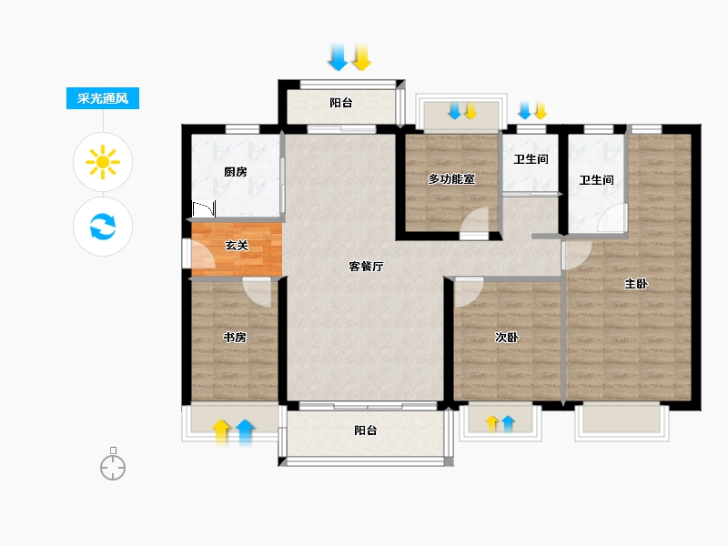 云南省-昆明市-碧桂园-102.34-户型库-采光通风