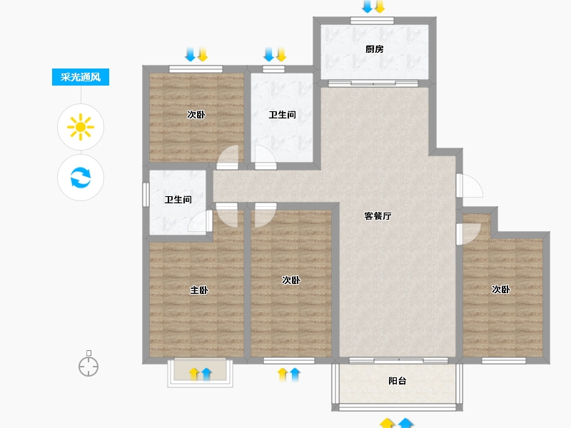 河南省-安阳市-通和华府-130.01-户型库-采光通风