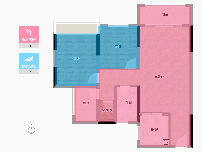 贵州省-遵义市-鼎元春天-70.52-户型库-动静分区