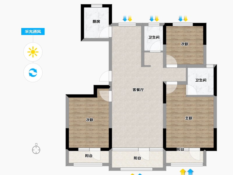 山东省-临沂市-迪尚御园-101.68-户型库-采光通风