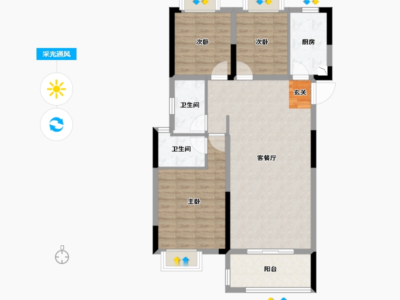 湖北省-武汉市-�吃没�府-89.60-户型库-采光通风