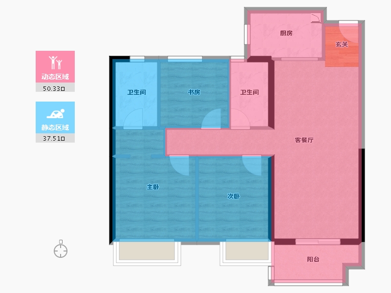 湖北省-武汉市-合景梧桐四季-78.58-户型库-动静分区