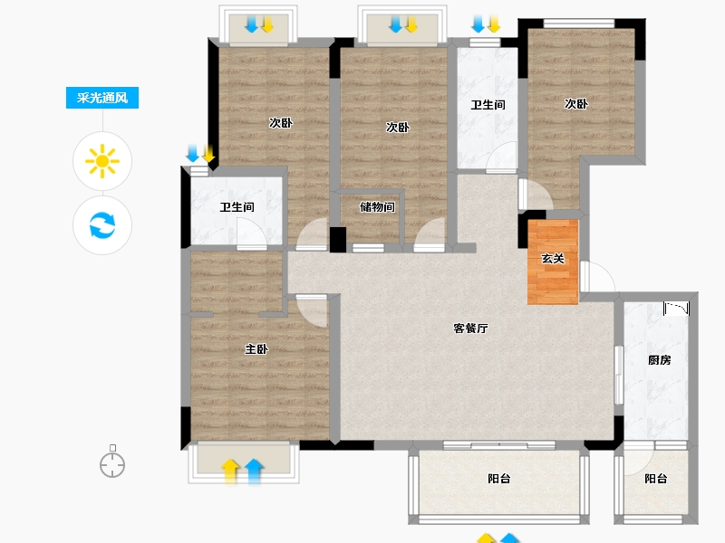 四川省-成都市-龙润丰锦-115.83-户型库-采光通风