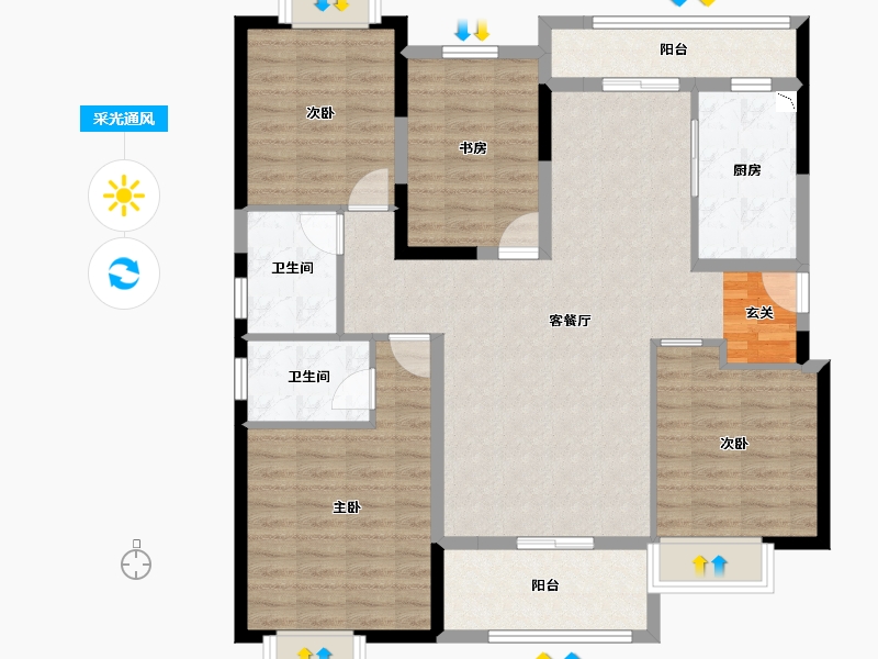 湖北省-武汉市-航城丽都-111.00-户型库-采光通风