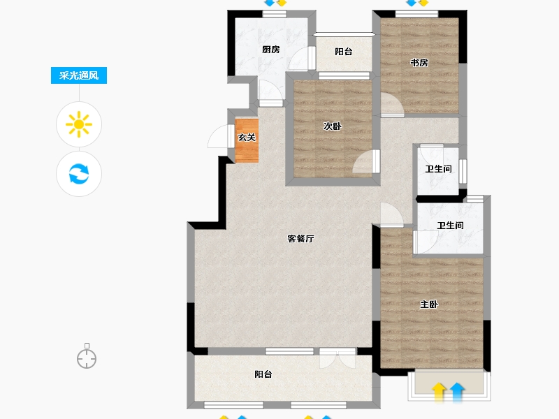 河南省-郑州市-五建新街坊-96.98-户型库-采光通风