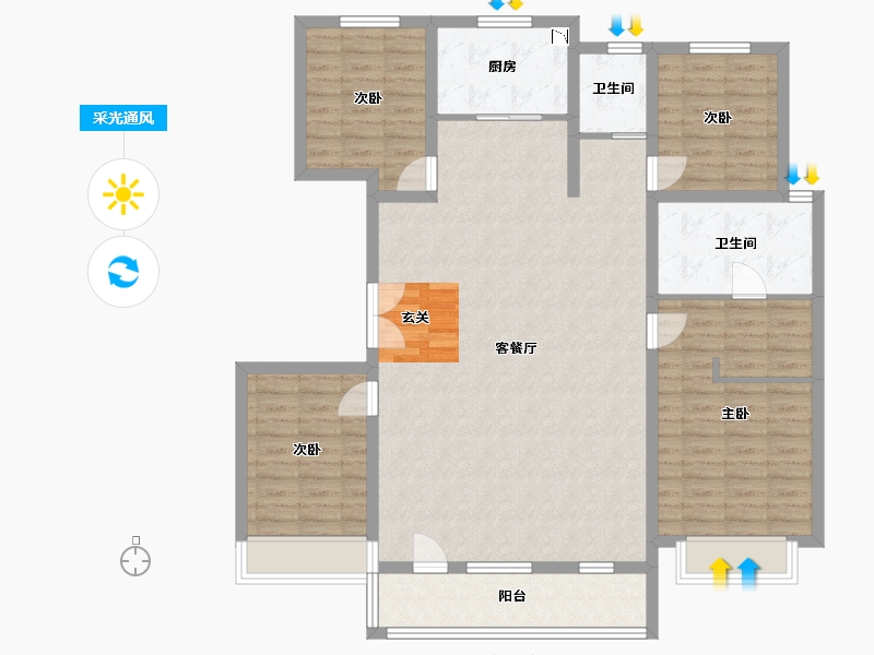 吉林省-长春市-金地江山�L�A-132.10-户型库-采光通风