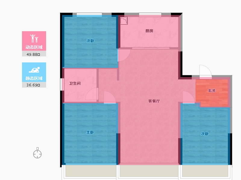 吉林省-长春市-万科向日葵小镇-78.00-户型库-动静分区