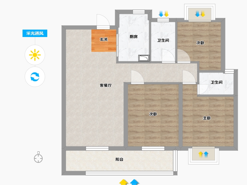 江西省-吉安市-美�Z华府-78.00-户型库-采光通风