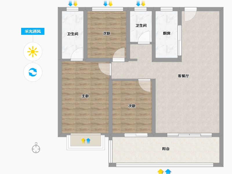 青海省-海南藏族自治州-海湾花园-87.33-户型库-采光通风