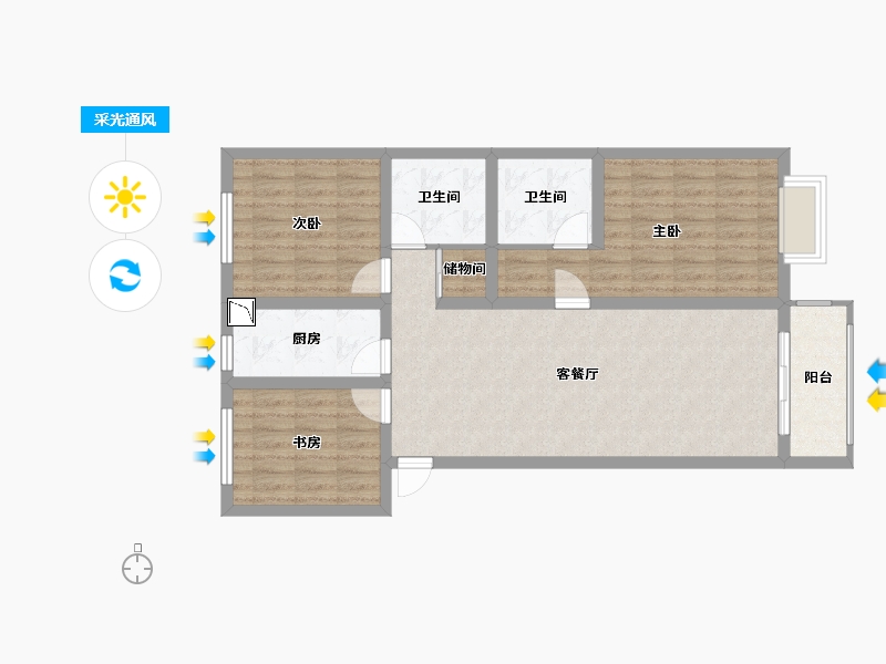 山西省-晋中市-光大住宅-86.40-户型库-采光通风