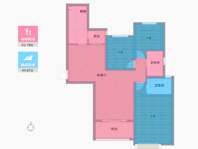 湖南省-长沙市-恒大揽湖苑-95.36-户型库-动静分区