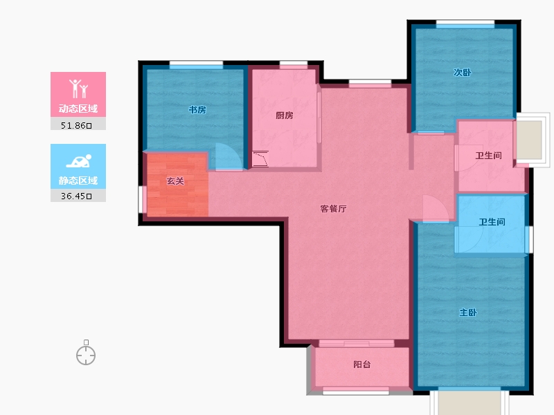 天津-天津市-天津华侨城天鹅堡・观筑-78.70-户型库-动静分区