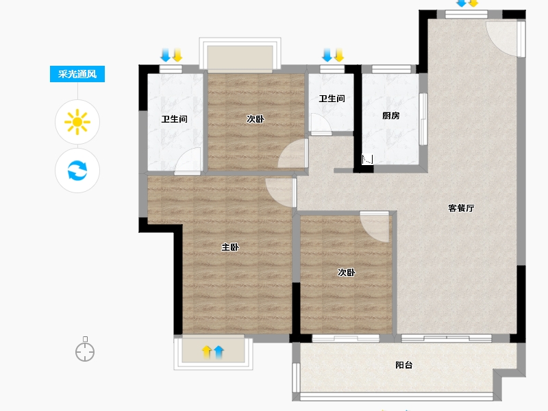 江西省-赣州市-嘉福・樾府-96.00-户型库-采光通风