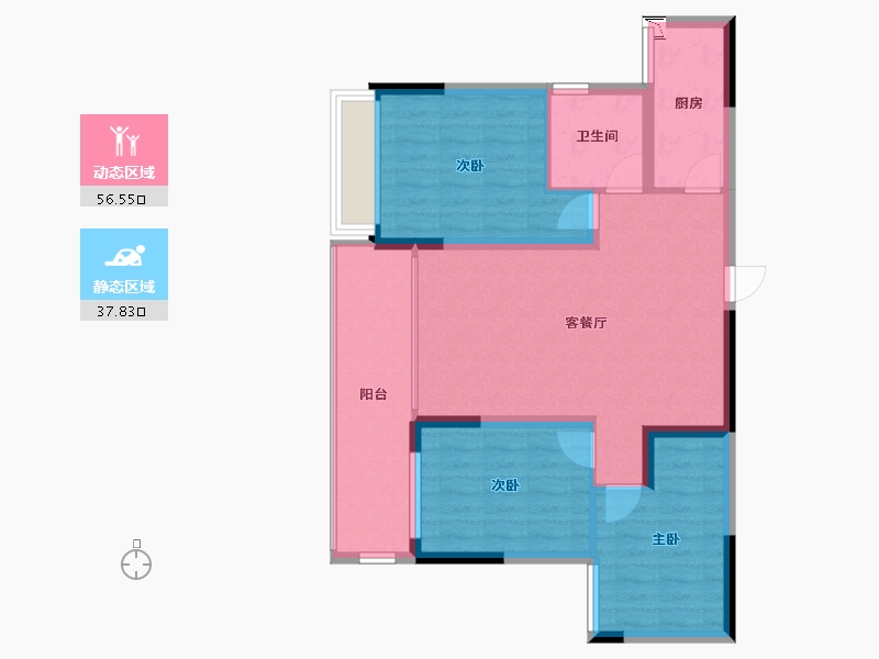 湖南省-湘潭市-欣积福湾8期-84.84-户型库-动静分区