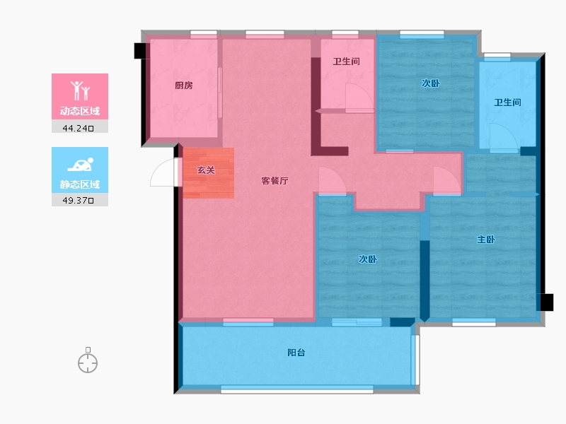 福建省-福州市-世茂云樽-83.67-户型库-动静分区