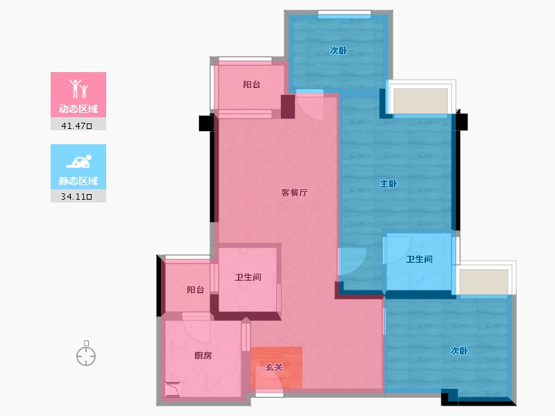 重庆-重庆市-阳光城・翡丽公园-66.12-户型库-动静分区