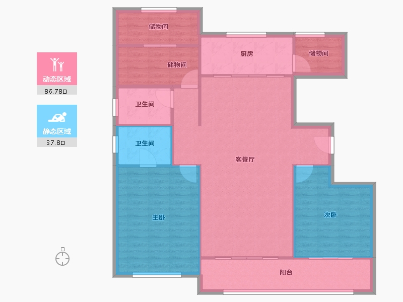 宁夏回族自治区-银川市-中海珑湾-114.67-户型库-动静分区