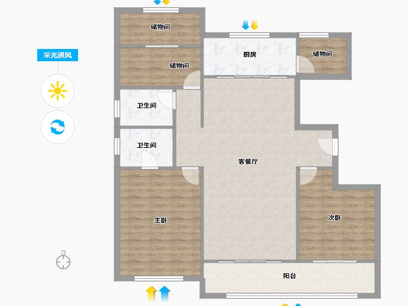 宁夏回族自治区-银川市-中海珑湾-114.67-户型库-采光通风