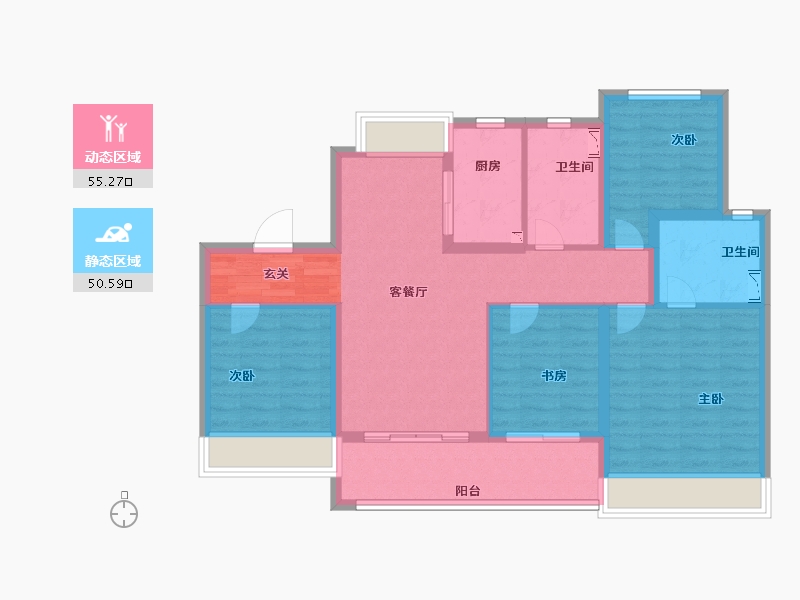 山东省-烟台市-正荣悦东府-94.00-户型库-动静分区