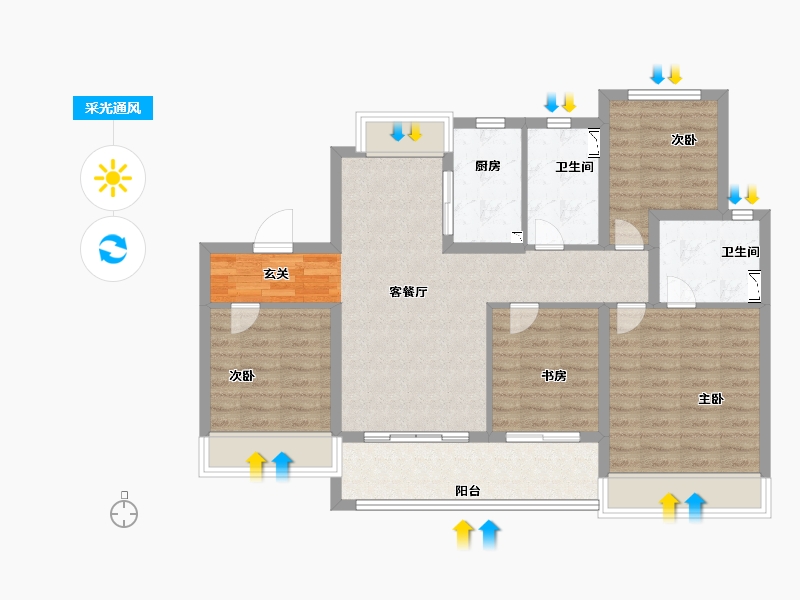 山东省-烟台市-正荣悦东府-94.00-户型库-采光通风