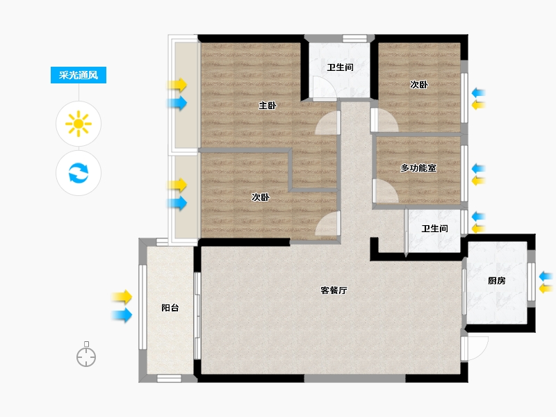 青海省-西宁市-碧桂园御川府-100.30-户型库-采光通风