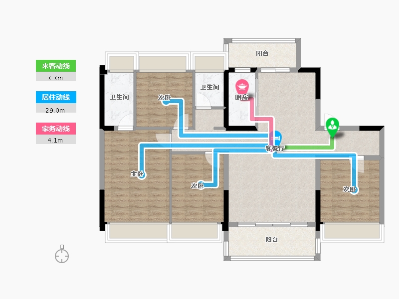 广东省-清远市-碧桂园半岛一号-110.95-户型库-动静线