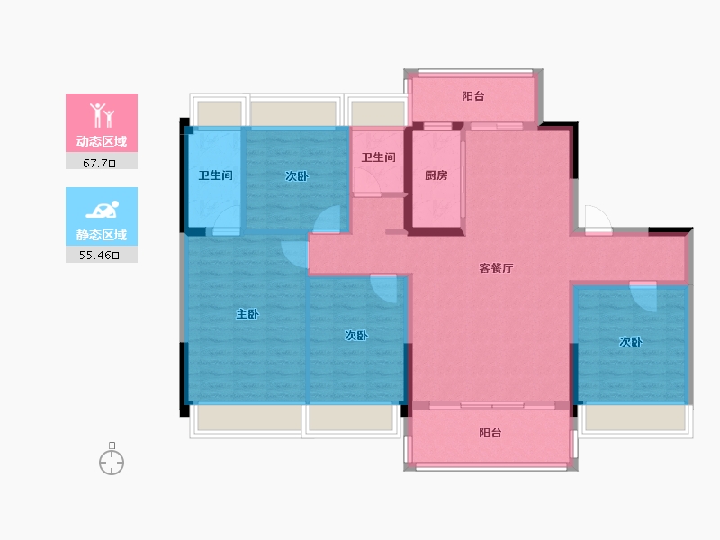 广东省-清远市-碧桂园半岛一号-110.95-户型库-动静分区