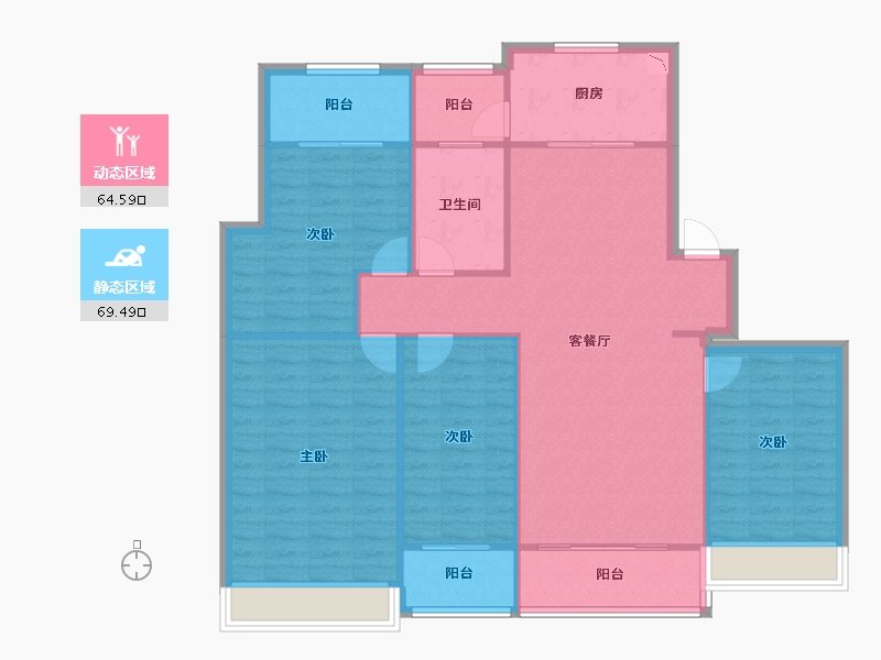 陕西省-西安市-龙湖景粼天序-123.29-户型库-动静分区