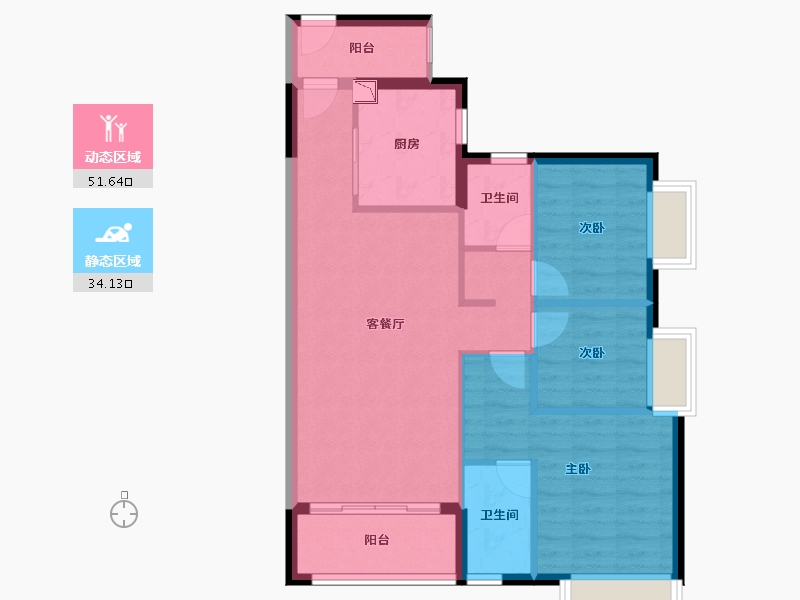 广东省-江门市-时代雁山湖-77.00-户型库-动静分区