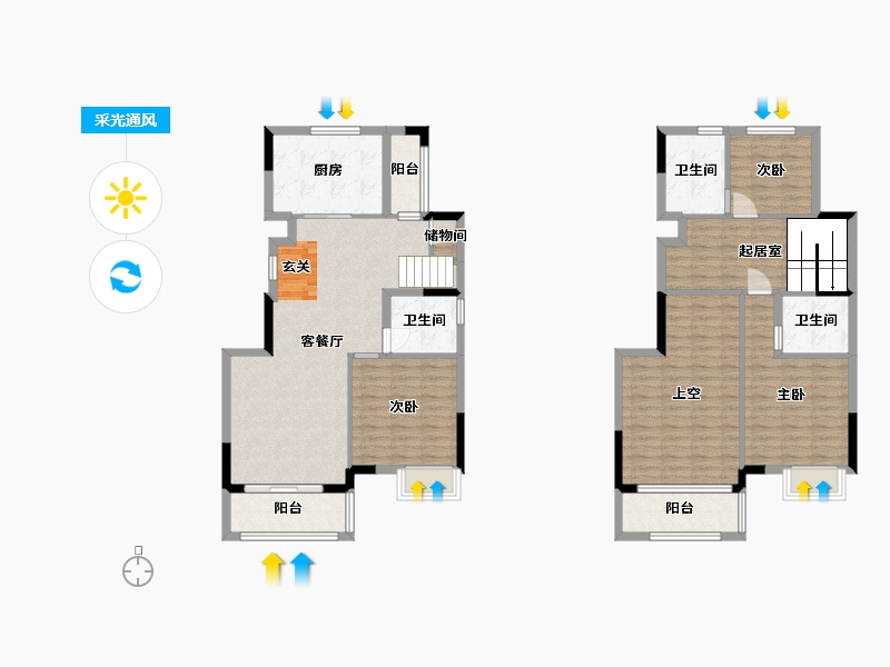 重庆-重庆市-恒大翡翠湾-132.31-户型库-采光通风