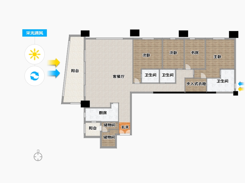 重庆-重庆市-重庆来福士住宅-231.98-户型库-采光通风