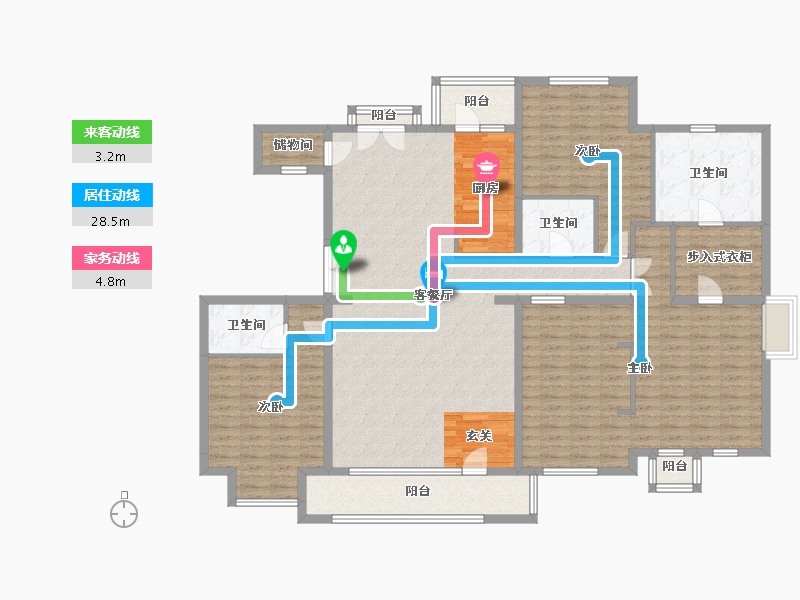 北京-北京市-果岭里-176.92-户型库-动静线