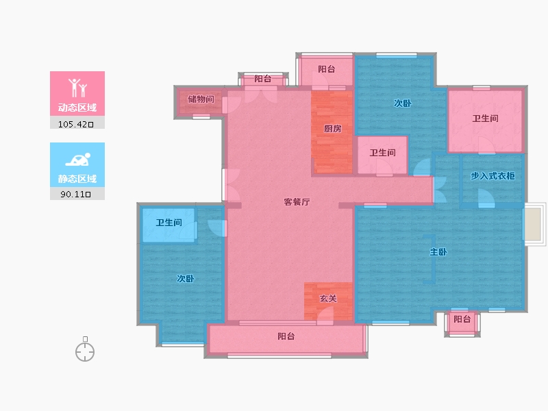 北京-北京市-果岭里-176.92-户型库-动静分区