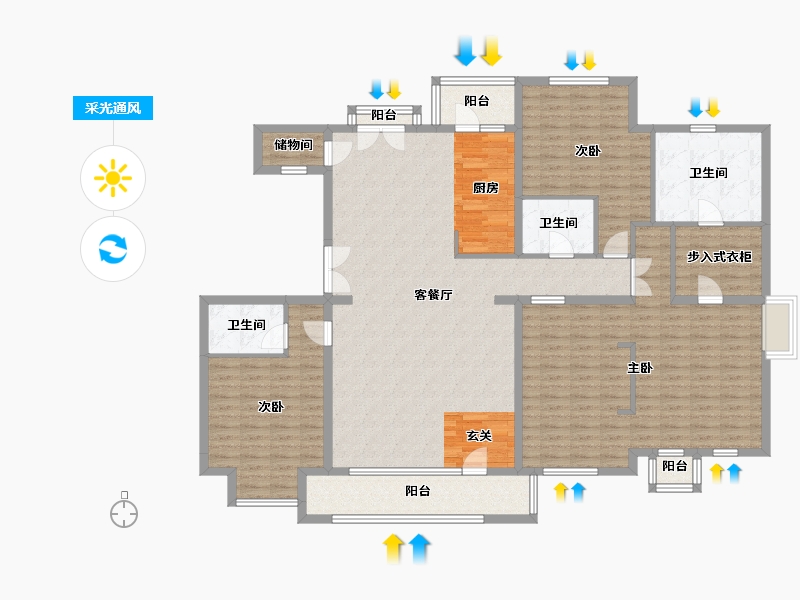 北京-北京市-果岭里-176.92-户型库-采光通风