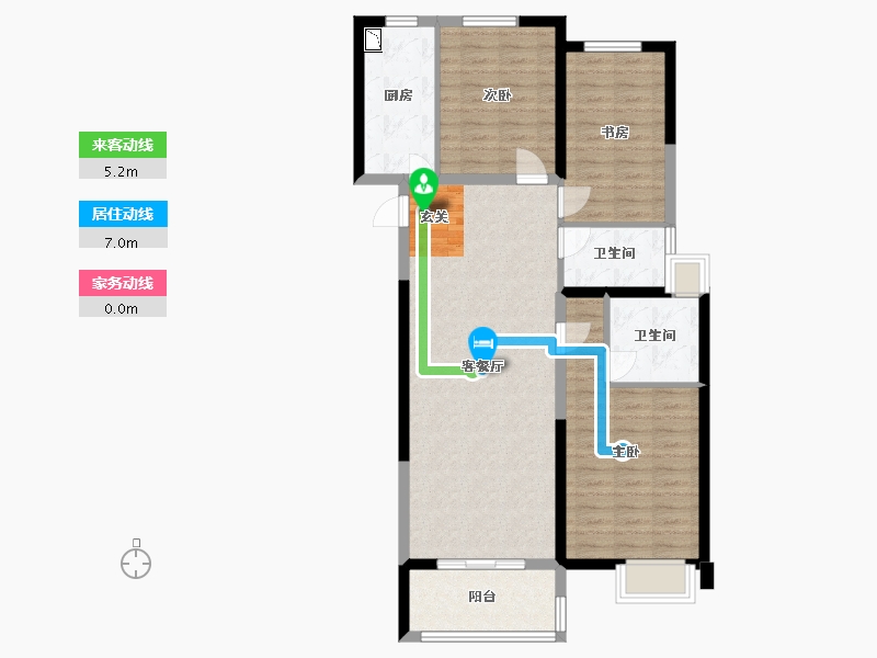 江苏省-苏州市-珠江御景花园-95.72-户型库-动静线