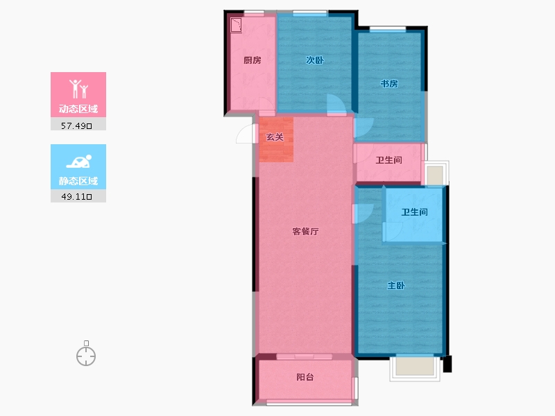 江苏省-苏州市-珠江御景花园-95.72-户型库-动静分区