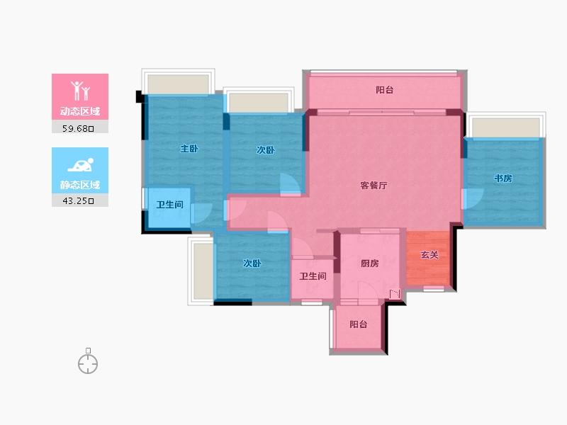 重庆-重庆市-金科・中梁江山印-91.05-户型库-动静分区