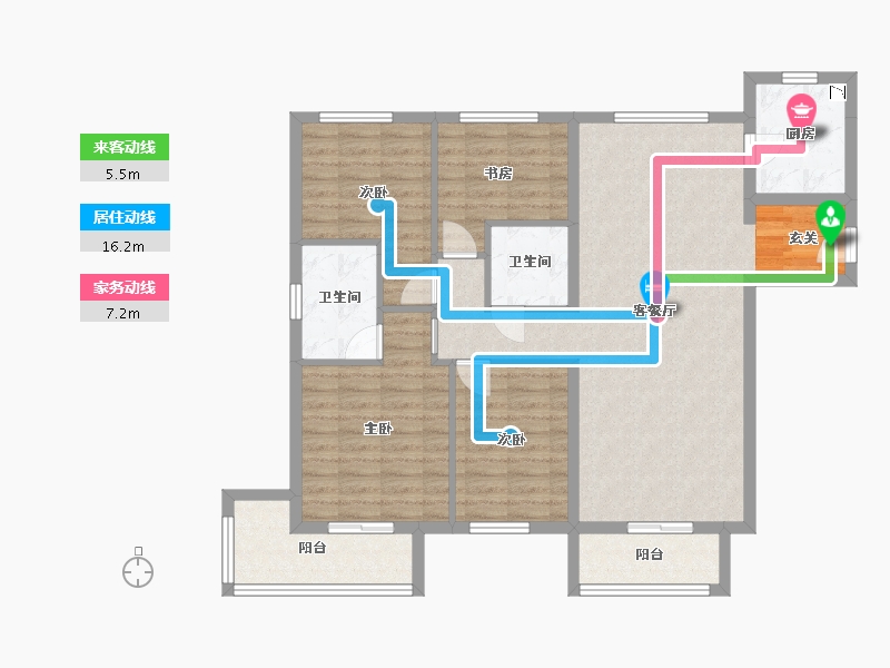 北京-北京市-北科建翡翠华庭-105.92-户型库-动静线